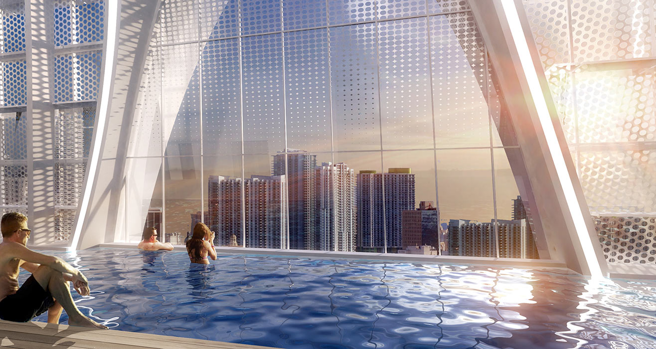 Okan Tower Rooftop Pool Sunset